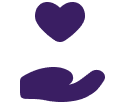 Group 1321317265 Silhouette of an open hand with a heart shape above it on a white background.