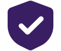 Group 1321317267 A purple shield icon with a green check mark in the center.